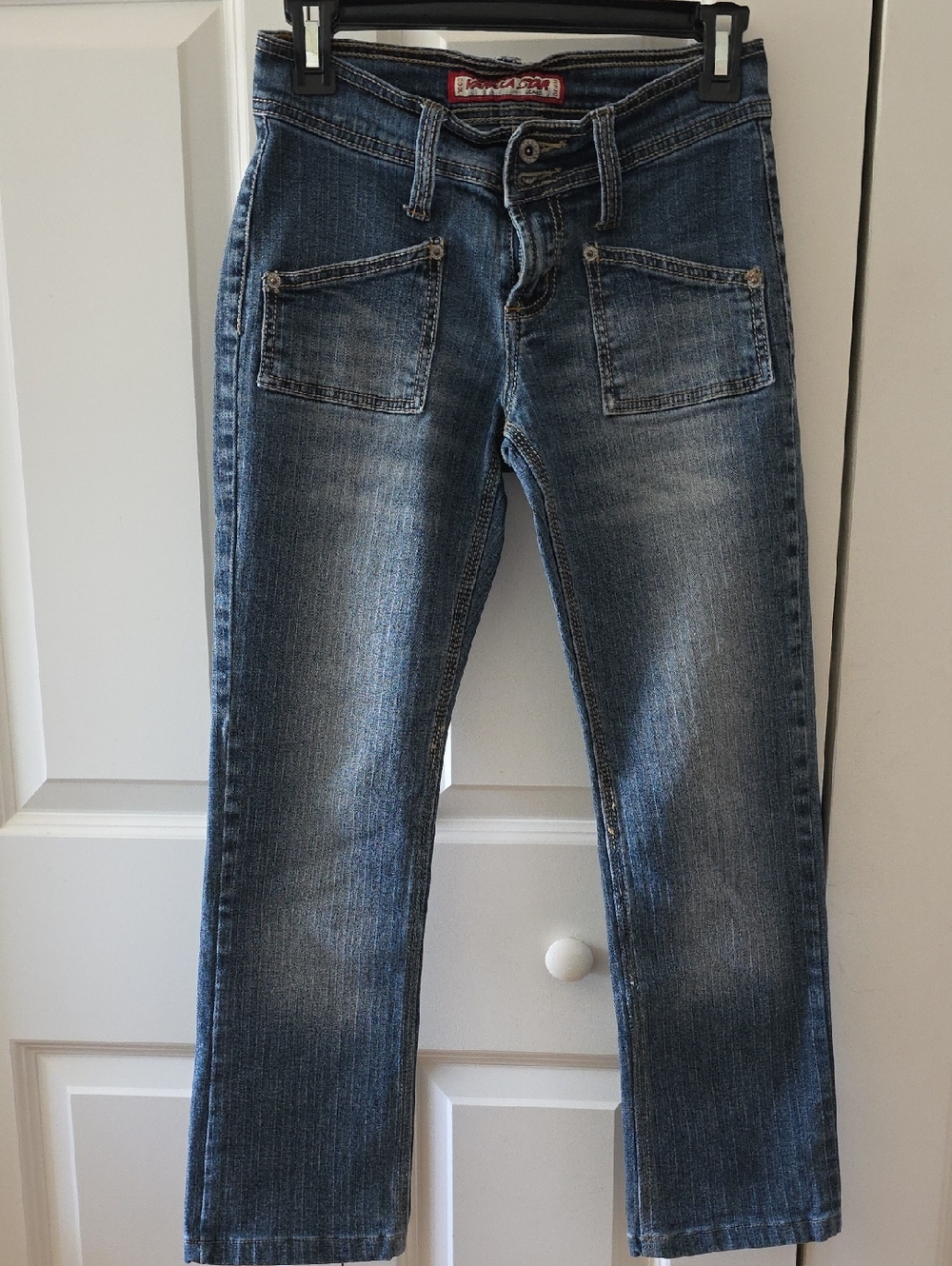 Children's Blue Straight-Leg Jeans with Front Patch Pockets
